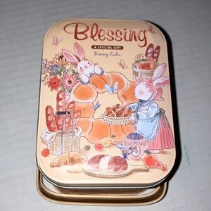 Blessing Bunny Lulu Storage Tin‎ Basket with Lid 3x4 inch